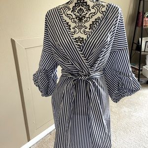 Striped dress with front tie